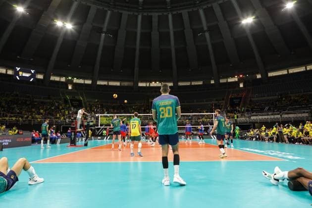 Pré Olímpico de Vôlei Brasil x Cuba RIO DE JANEIRO, RJ - 06.10.2023: PRÉ OLÍMPICO DE VÔLEI BRASIL X CUBA - The Brazilian men& 39;s volleyball team returns to the Maracanãzinho court, in Rio de Janeiro, this Friday morning (6) to face the Cuban team, in a game valid for Group A of the Pre-Olympic Volleyball Tournament. It is worth remembering that only the top two in each group guarantee qualification for the Paris 2024 Olympic Games, Olympische Spiele, Olympia, OS (Photo: Lorando Labbe Fotoarena) x2444074x  LorandoxLabbe