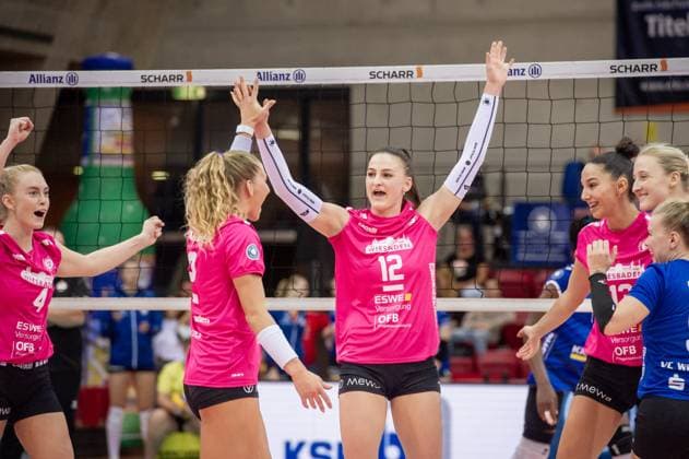 Nina Herelova VC Wiesbaden, 12 , cheering, winning pose Allianz MTV Stuttgart VC Wiesbaden, sports, volleyball, Bundesliga, women, VBL, season 2023 24, game 1, 06 10 2023, Stuttgart SCHARRena , DEU Allianz MTV Stuttgart VC Wiesbaden, sports, volleyball, Bundesliga, women, VBL, season 2023 24, game 1, 06 10 2023, Stuttgart SCHARRena , DEU Stuttgart Copyright: xSandyxDinkelackerx EP_SDR