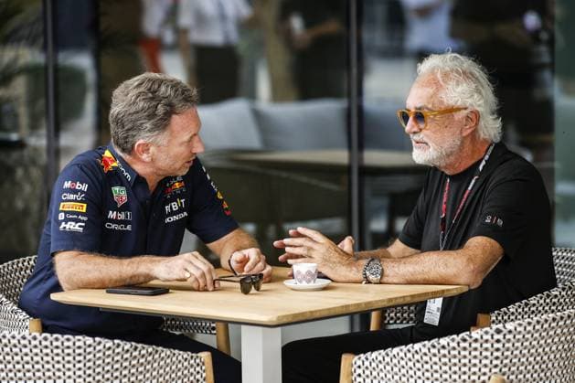 BRIATORE Flavio, portrait HORNER Christian (gbr), Team Principal of Red Bull Racing, portrait during the 2023 Formula 1 Qatar Grand Prix, 17th round of the 2023 Formula One World Championship, WM, Weltmeisterschaft from October 6 to 8, 2023 on the Lusail International Circuit, in Doha, Qatar - F1 - QATAR GRAND PRIX 2023 DPPI Panoramic  00123038__R3_7404