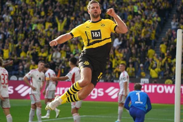 Bilder des Jahres 2023, Sport 10 Oktober Sport Themen der Woche KW40 Sport Bilder des Tages Fussball, 1.BL Saison 2023 2024, Borussia Dortmund- 1.FC Union Berlin , 07.10.2023, Signal Iduna Park Dortmund Niclas Füllkrug BVB, Aktion, Einzelbild, jubelt , *** Football, 1 BL season 2023 2024, Borussia Dortmund 1 FC Union Berlin , 07 10 2023, Signal Iduna Park Dortmund Niclas Füllkrug BVB, action, single image, cheers ,
