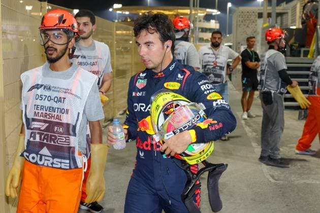 11 Sergio Perez MEX, Oracle Red Bull Racing after crash, F1 Grand Prix of Qatar at Lusail International Circuit on October 7, 2023 in Doha, Qatar Photo by HOCH ZWEI Doha Qatar
