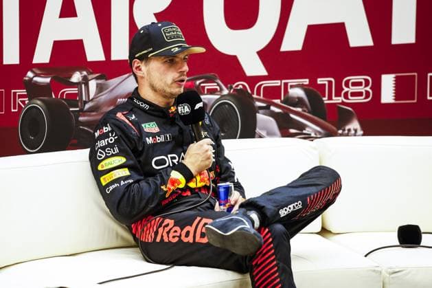 VERSTAPPEN Max (ned), Red Bull Racing RB19, portrait press conference, PK, Pressekonferenz during the 2023 Formula 1 Qatar Grand Prix, 17th round of the 2023 Formula One World Championship, WM, Weltmeisterschaft from October 6 to 8, 2023 on the Lusail International Circuit, in Doha, Qatar - F1 - QATAR GRAND PRIX 2023 DPPI Panoramic 00123038__R3_8455