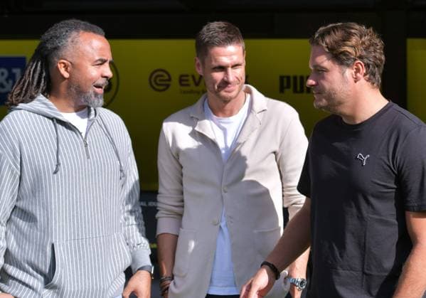 07 10 2023, xblx, football 1 Bundesliga, Borussia Dortmund FC Union Berlin emspor, v l Patrick Owomoyela, sport director Sebastian Kehl Borussia Dortmund , coach Edin Terzic Borussia Dortmund , DFL DFB REGULATES PROHIBIT ANY USE OF PHOTOGRAPHS as IMAGE SEQUENCES and or QUASI VIDEO Dortmund