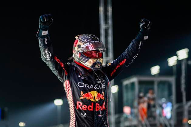VERSTAPPEN Max (ned), Red Bull Racing RB19, portrait celebration victory during the 2023 Formula 1 Qatar Grand Prix, 17th round of the 2023 Formula One World Championship, WM, Weltmeisterschaft from October 6 to 8, 2023 on the Lusail International Circuit, in Doha, Qatar - F1 - QATAR GRAND PRIX 2023 - RACE DPPI Panoramic  F12023GP18QAT_JK200764