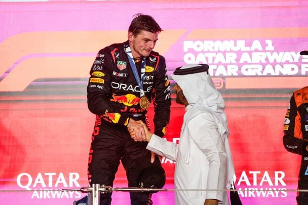 1 Max Verstappen NLD, Oracle Red Bull Racing , Mohammed Ben Sulayem UAE, FIA President , F1 Grand Prix of Qatar at Lusail International Circuit on October 8, 2023 in Doha, Qatar Photo by HOCH ZWEI Doha Qatar