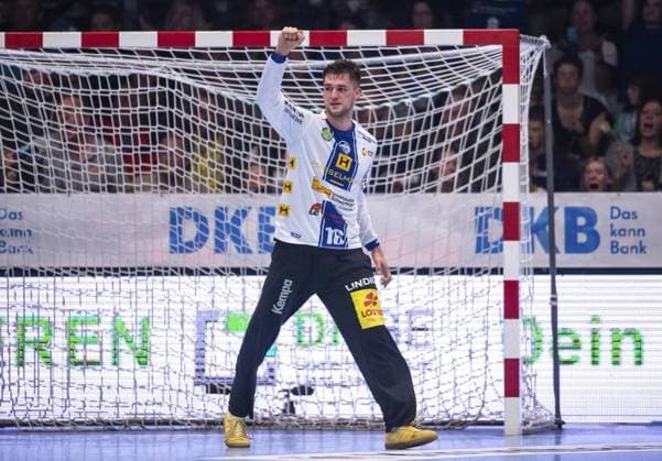 <p>09 10 2023-Eisenach: LIQUI MOLY HBL Handball 1. Bundesliga Herren Saison 2023 - 2024 8. Spieltag Werner Assmann Halle ThSV Eisenach - Rhein-Neckar Löwen im Foto: Torhüter Mateusz Kornecki 16 (ThSV Eisenach) jubelt ( Deutschland Thüringen Eisenach Copyright: SaschaxFromm