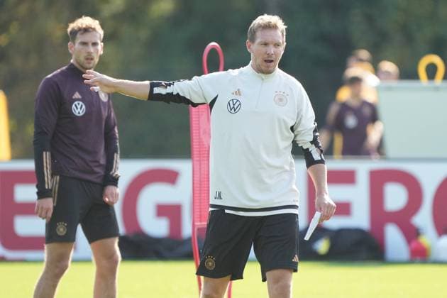 German national team coach Julian Nagelsmann Germany Germany with Leon Goretzka Germany Germany Foxborough 10 10 2023 German national team training, New England Revolution, German national team training ground at Gillette Stadium.