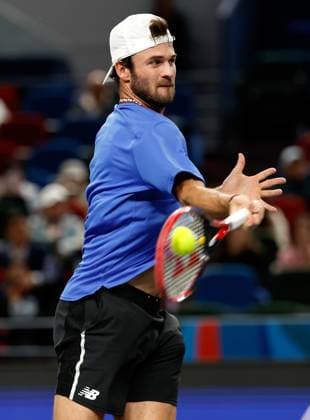 (231011) -- SHANGHAI, Oct. 11, 2023 -- Tommy Paul returns the ball during the men s singles round of 16 match between Tommy Paul of the United States and Andrey Rublev of Russia at the ATP, Tennis Herren Shanghai Masters tennis tournament in Shanghai, east China, Oct. 11, 2023. ) (SP)CHINA-SHANGHAI-TENNIS-ATP TOUR-SHANGHAI MASTERS(CN) WangxLili 