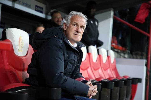 Standard de Liege vs Rsc Anderlecht LIEGE, BELGIUM - APRIL 12: Fred Rutten, head coach of Anderlecht, during the Jupiler Pro League play-off 1 match (day 4) between Standard de Liege and Rsc Anderlecht on April 12, 2019 in Liege, Belgium. (Photo by Vincent Van Doornick Isosport) Liege Belgium  Copyright: xVincentxVanxDoornickx 221971
