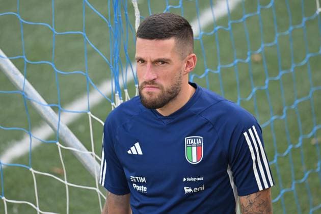 October 12, 2023, Florence, Italy: Italian player Cristiano Biraghi during a training session of the Italian national soccer team at the Coverciano traning centre near Florence, Italy, 12 October 2023.ANSA CLAUDIO GIOVANNINI L ITALIA OPERAIA, CON MALTA E INGHILTERRA PER NON SUBIRE GOL  - ZUMAa110 20231012_zaf_a110_024 Copyright: xClaudioxGiovanninix