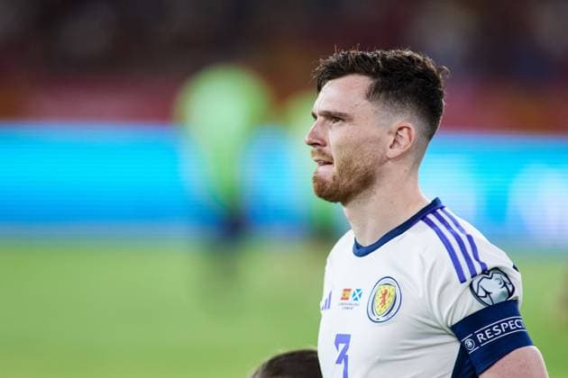 October 12, 2023: Andrew Robertson of Scotland looks on during the UEFA EURO, EM, Europameisterschaft,Fussball 2024 European qualifier match between Spain and Scotland at La Cartuja stadium on October 12, 2023, in Sevilla, Spain. - ZUMAa181 20231012_zaa_a181_119 Copyright: xJoaquinxCorcherox