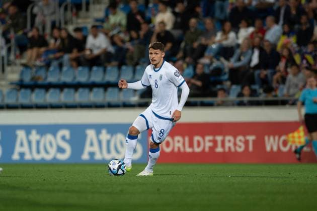 Andorra v Kosovo - UEFA EURO, EM, Europameisterschaft,Fussball 2024 Qualifying Round Group I Andorra La Vella, Andorra : October 12, 2023 : Florent Muslija of Kosovo in action during the UEFA EURO 2024 qualifying round group I match between Andorra v Kosovo at Estadi Nacional d Andorra on October 12. Andorra La Vella Andorra  Copyright: xMartinxSilvaxCosentinox originalFilename:silvacosentino-florentm231012_npx0p.jpg