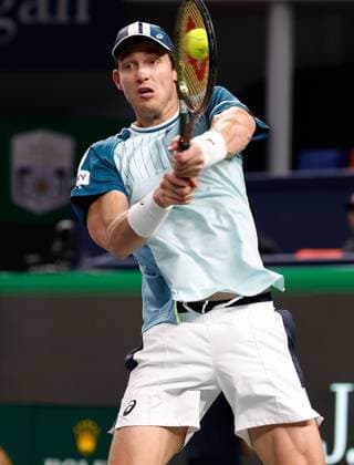 (231013) -- SHANGHAI, Oct. 13, 2023 -- Nicolas Jarry of Chile returns the ball during the men s singles quaterfinal against Grigor Dimitrov of Bulgaria at the ATP, Tennis Herren World Tour Shanghai Masters tennis tournament at Qizhong Forest Sports City Arena in Shanghai, east China, Oct. 13, 2023. ) (SP)CHINA-SHANGHAI-TENNIS-ATP TOUR-SHANGHAI MASTERS(CN) WangxLili 