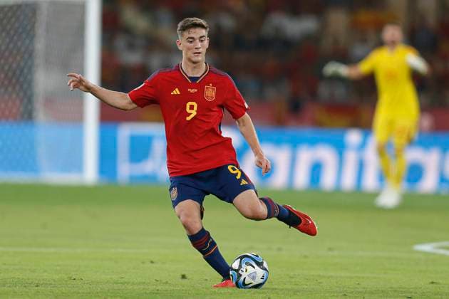 ESP: Spain v Scotland. UEFA EURO, EM, Europameisterschaft,Fussball 2024 Qualifying. Group A. Date 7 Pablo Martin Paez Gavira Gavi of Spain during the UEFA Euro 2024 Qualifying round match between Spain and Scotland, Group A, date 7, played at Olympic de la Cartuja Stadium on October 12, 2023 in Sevilla, Spain. kpng Copyright: xAntonioxPozox xPRESSINPHOTOx PS_231012_040