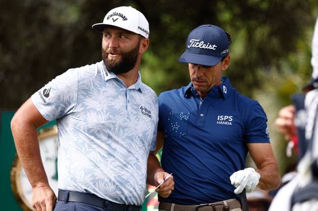 October 13, 2023, MADRID, MADRID, SPAIN: Jon Rahm and Rafa Cabrera of Spain are seen together during Acciona Open de Espana, Round 2, Golf tournament celebrated at Club de Campo on October 13, 2023, in Madrid, Spain. MADRID SPAIN - ZUMAa181 20231013_zaa_a181_005 Copyright: xOscarxJ.xBarrosox