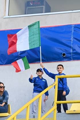 Fußball, U20 Länderspiel, Italien - Polen Foto Francesco Mazzitello LaPresse 13 ottobre 2023 Catanzaro, Italia - calcio - Italia U20 vs Polonia U20 - Under 20 Elite League - Stadio Nicola Ceravolo. Nella foto: piccoli tifosi October 13, 2023 Catanzaro, Italy - sport, soccer - Italy U20 vs Poland U20 - Under 20 Elite League - Nicola Ceravolo stadium. In the pic:  Copyright: xFrancescoxMazzitello LaPressex
