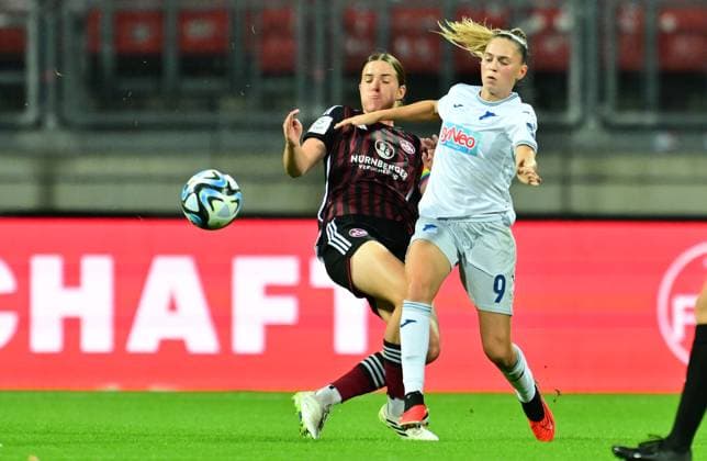 13 10 2023 football season 2023 2024 1 women football Bundesliga 04 matchday 1 FC Nürnberg FCN club TSG 1899 Hoffenheim sports photo zinc xwoxzix Lara Schmidt 27, 1 FC Nürnberg FCN Jill Janssens 9, TSG Hoffenheim