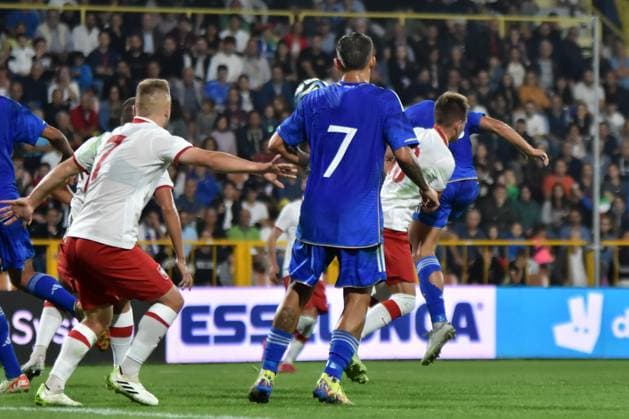 Fußball, U20 Länderspiel, Italien - Polen Elite League 2023-2024 Stadio Nicola Ceravolo-Catanzaro In foto: Gol Filippo Terracciano Copyright: xAndreaxRositox DSC_7909