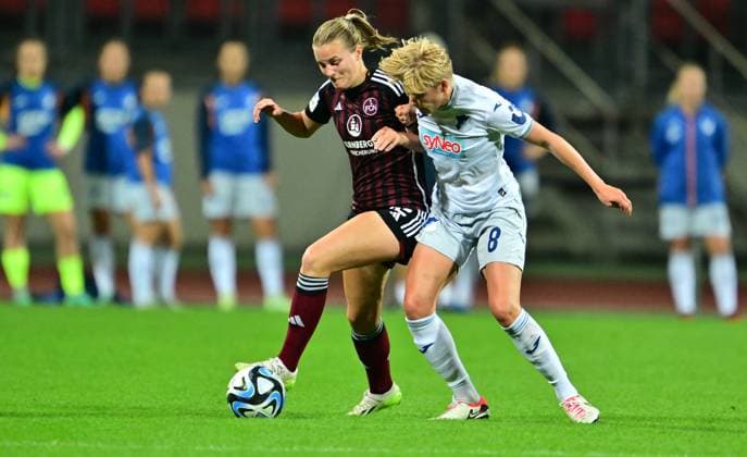 13 10 2023 football season 2023 2024 1 women football Bundesliga 04 matchday 1 FC Nürnberg FCN club TSG 1899 Hoffenheim sports photo zinc xwoxzix Amelie Thöle Thoele 12, 1 FC Nürnberg FCN Paulina Krumbiegel 8, TSG Hoffenheim