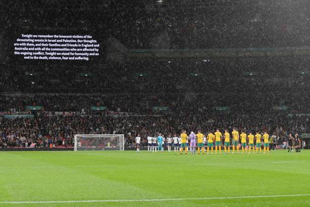 England v Australia International Friendly, Länderspiel, Nationalmannschaft The victims of the conflict in Middle East are remembered before the International Friendly match at Wembley Stadium, London Copyright: xPaulxChestertonx FIL-19107-0036 UK Newspapers OUT