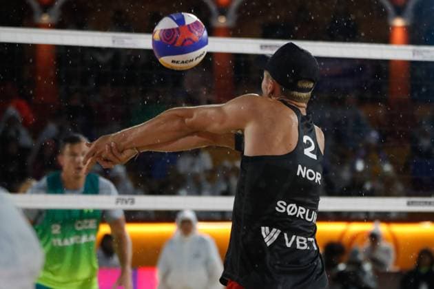 Beach volleyball, Beachvolleyball World Championship, WM, Weltmeisterschaft Men™s Quarterfinals Czechia Vs Norway October 13, 2023, Tlaxcala, Mexico: Sandlie Sorum of Norway competes agains team Czechia during the Beach Volleyball World Championship Men s Quarterfinals between Norway and Czechia. on October 13, 2023 in Tlaxcala, Mexico. (Photo by Essene Hernandez Eyepix Group) Copyright: xEssenexHernandez xEyepixxGroupx EH_13102023_101480