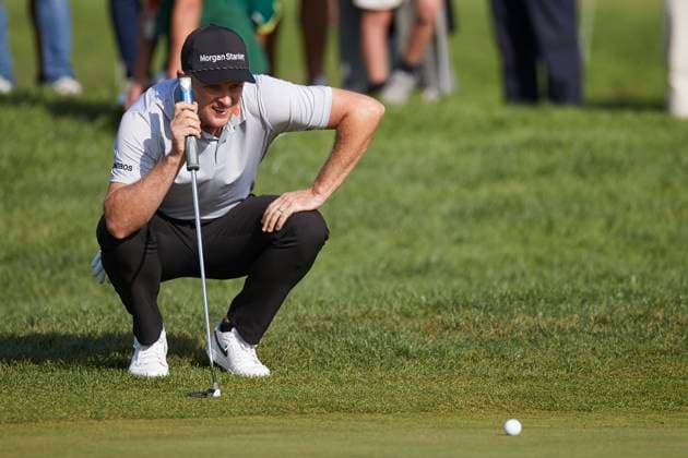 Acciona Open de Espana presented by Madrid - Day Three Justin Rose of England looks on the ball before play a putt shot on the 1st hole during Day Three of the Acciona Open de Espana presented by Madrid at Club de Campo Villa de Madrid on October 14, 2023, in Madrid, Spain. Madrid Club de Campo Villa de Madrid Madrid Spain RL_ACCMOESP_400 Copyright: xRicardoxLarreinax