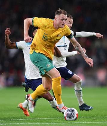 England v Australia 13 October 2023, London - International Friendly, Länderspiel, Nationalmannschaft Football - England v Australia - Harry Souttar of Australia - Photo: Jacques Feeney Offside. London UK *** England gegen Australien 13. Oktober 2023, London Internationales Freundschaftsspiel Fußball England gegen Australien Harry Souttar aus Australien Foto Jacques Feeney Abseits London UK  Copyright: xJacquesxFeeneyx xOffsidexOffside