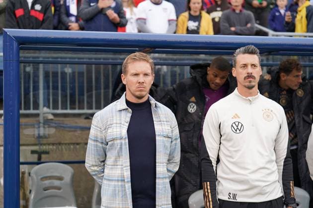 National coach Julian Nagelsmann Germany Germany and co coach assistant coach Sandro Wagner Germany Germany Hartford 14 10 2023 USA vs Germany, Pratt Whitney Stadium Hartford, friendly match