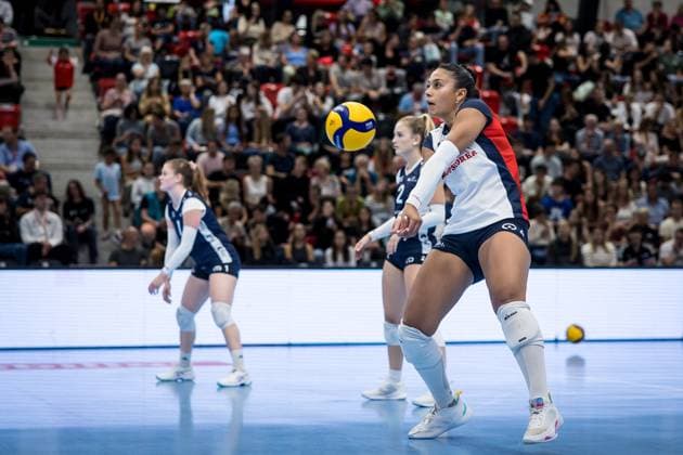 Volleyball Supercup 2023 Women Viteos NUC vs FKB Power Cats Duedingen Guemligen, 14 10 2023 Nada Meawad FKB Power Cats Duedingen, 4 Volleyball Supercup 2023 Women Viteos NUC vs FKB Power Cats Duedingen in Guemligen, on Saturday, October 14, 2023 Copyright: xBEAUTIFULxSPORTS OlafxRellischx