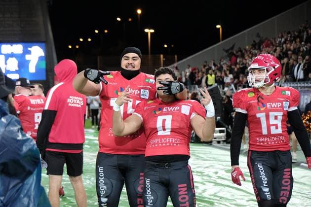 14 10 2023 Essen Stadion an der Hafenstrasse American Football ERIMA GFL Bowl 2023 Potsdam Royals vs. Schwäbisch Hall Unicorns Big cheer the Potsdam Royals are German Champion 2023