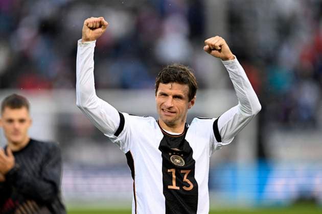 14 10 2023, Soccer National Teams Friendlies 2023, International Match, USA Germany, at Pratt Whitney Stadium at Rentschler Field Hartford, Conneticut, USA , Final Cheer, Thomas Mueller Germany