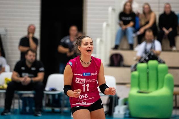2 Bundesliga Women Pro Schwarz Weiss Erfurt vs TV Dingolfing Erfurt 14 10 2023 Mia Anna Stauß 11 Schwarz Weiss Erfurt 2 Bundesliga Women Pro Schwarz Weiss Erfurt vs TV Dingolfing Riethsporthalle Erfurt 14 10 2023 Copyright: xBEAUTIFULxSPORTS Duehringx