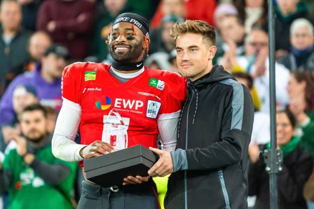 MVP Jaylon Henderson 8, QB, Potsdam Royals GER, Potsdam Royals vs Schwaebisch Hall Unicorns, GFL, season 2023, GFL Bowl, finals, 14 10 2023, GER, Potsdam Royals vs Schwaebisch Hall Unicorns, GFL, season 2023, GFL Bowl, finals, 14 10 2023 Essen Copyright: xEibner-Pressefoto FlorianxWolfx EP_FWF