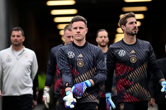 14 10 2023, Soccer National Teams Friendlies 2023, International Match, USA Germany, at Pratt Whitney Stadium at Rentschler Field Hartford, Conneticut, USA , l to r Goalkeeper Bernd Leno Germany , Goalkeeper Marc Andre ter Stegen Germany , Goalkeeper Oliver Baumann Germany , Goalkeeper Kevin Trapp Germany