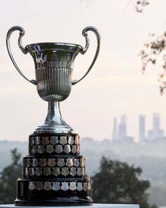 Acciona Open de Espana presented by Madrid - Day Four The trophy is seen at sunrise ahead of Day Four of the Acciona Open de Espana presented by Madrid at Club de Campo Villa de Madrid on October 15, 2023, in Madrid, Spain. Madrid Club de Campo Villa de Madrid Madrid Spain RL_ACCMOESP_575 Copyright: xRicardoxLarreinax
