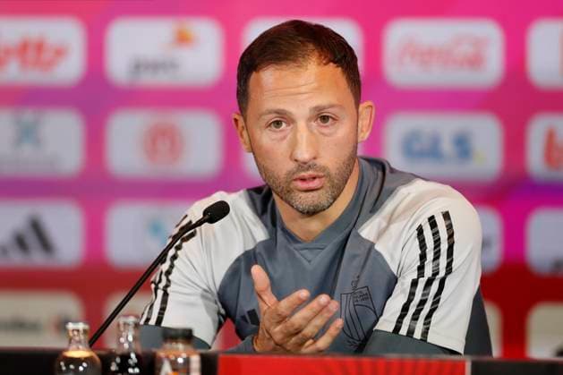 Belgian National Football Team - Media Activities 15 10 2023 TUBIZE, BELGIUM - OCTOBER 15 : Tedesco Domenico head coach of Belgian Team pictured during the press conference, PK, Pressekonferenz of the Belgian National Football team prior to the European Qualifiers EURO 2024 qualification group F match between Sweden on October 15, 2023 in Tubize, Belgium, 15 10 2023 Tubize Belgium  Copyright: xJbox
