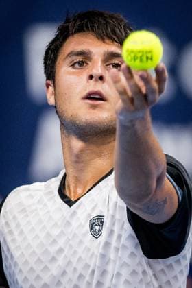 Pablo Llamas Ruiz pictured in action during a qualifications match for the European Open Tennis ATP, Tennis Herren tournament, in Antwerp, Sunday 15 October 2023. JASPERxJACOBS  x77792131x