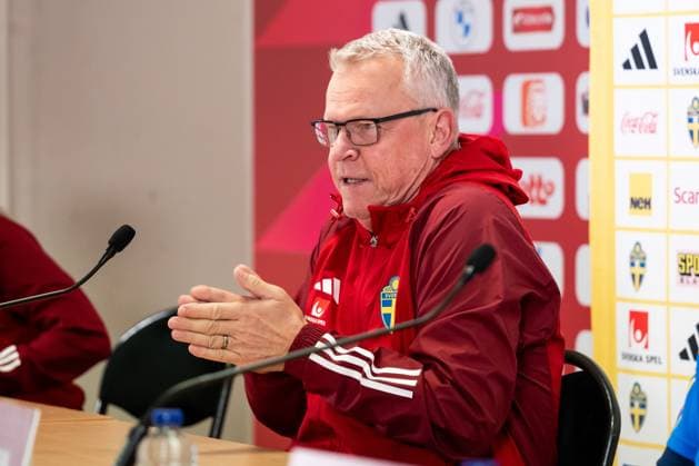 231015 Head coach Janne Andersson of the Swedish national football team during a press conference on October 15, 2023 in Brussels Photo Joel Marklund BILDBYRAN code JM JM0536 bbeng fotboll football soccer fotball em kval uefa euro qualifier presskonferens press conference sverige sweden sverige a  Copyright: JOELxMARKLUND BB231015JM064
