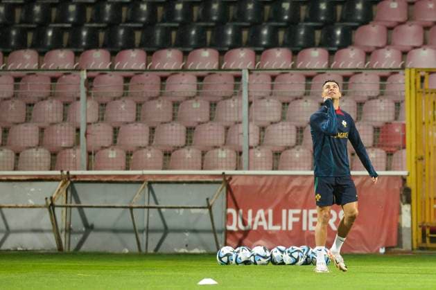 Training of the Portuguese football team Cristiano Ronaldo during training of the Portuguese football team at Bilino Polje before the match against Bosnia and Herzegovina, in Zenica, Bosnia and Herzegovina, on Oct 15, 2023. ArminxDurgut PIXSELL