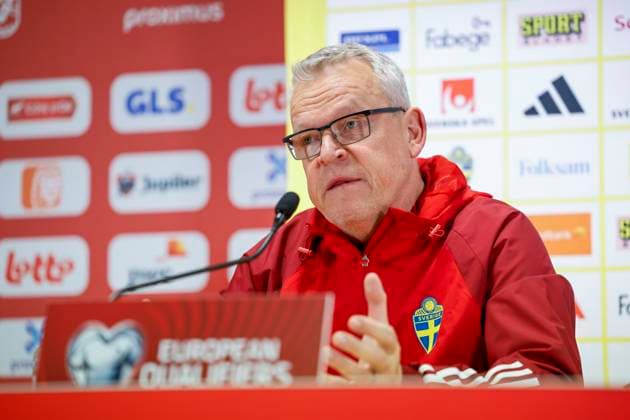 BRUSSELS 20231015 National team manager Janne Andersson during the national team press conference ahead of the European Championship qualifying football match between Sweden and Belgium at the King Baudouin stadium in Brussels, Belgium Brussels Belgium x10430x  Copyright: xChristinexOlsson TTx LANDSLAGET INFÖR EM-KVAL I BELGIEN