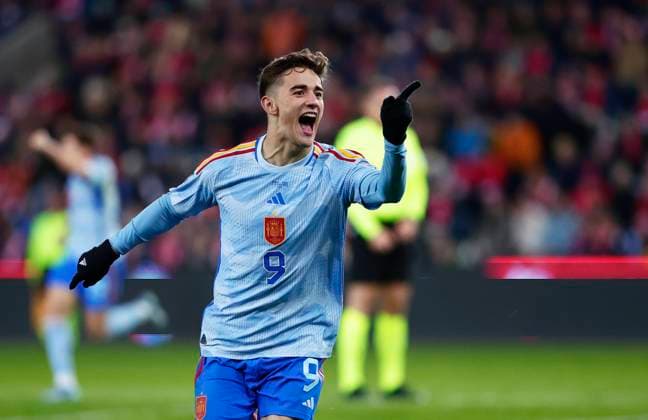Bilder des Jahres 2023, Sport 10 Oktober Sport Themen der Woche KW41 Partido de clasificacion para la Eurocopa 2024 entre Noruega y Espana. En la imagen, celebracion de Gavi tras marcar para Espana. UEFA EURO, EM, Europameisterschaft,Fussball 2024 qualifying match between Norway and Spain. In this picture, Gavi celebrates after scoring for Spain. FOTOxCHEMAxREY  ecommerceFotos eCommerce2-142388001
