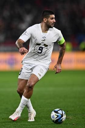 BUDAPEST, HUNGARY - OCTOBER 14: Aleksandar Mitrovic of Serbia during the UEFA EURO, EM, Europameisterschaft,Fussball 2024 European qualifier match between Hungary and Serbia at Puskas Arena on October 14, 2023 in Budapest, Hungary. Photo by Sebastian Frej Hungary v Serbia: Group G - UEFA EURO 2024 European Qualifiers Copyright: xSebastianxFrejx