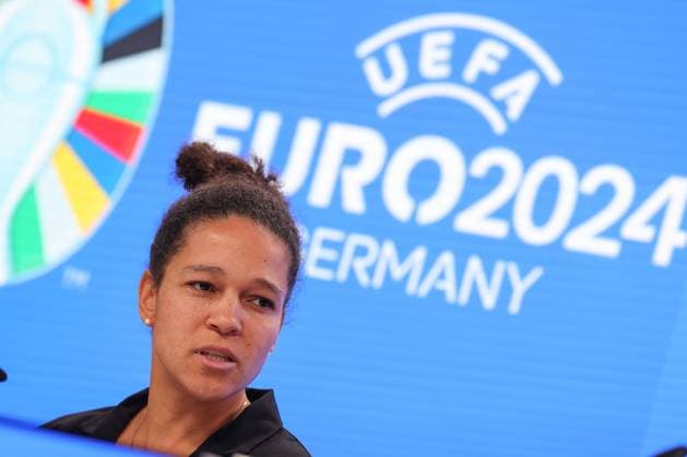Frankfurt am Main on 16 October 2023 Deutsche Bank Park EURO 2024 GmbH media event v l , Celia Å aÅ¡ic, UEFA EURO 2024 ambassador. Copyright: JoaquimxFerreira