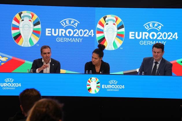 EURO 2024 Tournament Director Philipp Lahm, DFB Vice President Celia Sasic and Labor Minister Hubertus Heil 16 10 2023 EURO 2024 Partnership DFB VDV