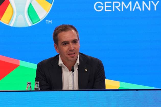 EURO 2024 Tournament Director Philipp Lahm, DFB Vice President Celia Sasic and Labor Minister Hubertus Heil 16 10 2023 EURO 2024 Partnership DFB VDV