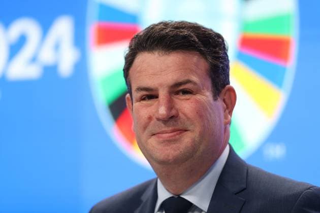 Frankfurt am Main on 16 October 2023 Deutsche Bank Park Media event of EURO 2024 GmbH v l , Hubertus Heil, Federal Minister of Labor and Social Affairs Copyright: JoaquimxFerreira