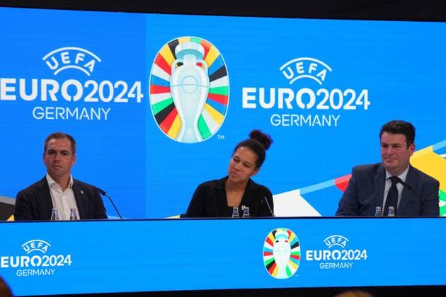 EURO 2024 Tournament Director Philipp Lahm, DFB Vice President Celia Sasic and Labor Minister Hubertus Heil 16 10 2023 EURO 2024 Partnership DFB VDV
