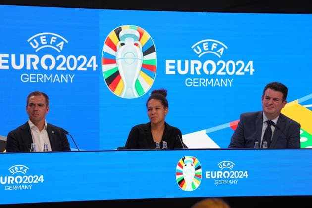 EURO 2024 Tournament Director Philipp Lahm, DFB Vice President Celia Sasic and Labor Minister Hubertus Heil 16 10 2023 EURO 2024 Partnership DFB VDV