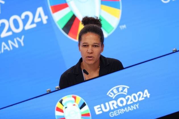 Frankfurt am Main on 16 October 2023 Deutsche Bank Park media event of EURO 2024 GmbH v l , Celia Å aÅ¡ic, ambassador of UEFA EURO 2024, thoughtful. Copyright: JoaquimxFerreira