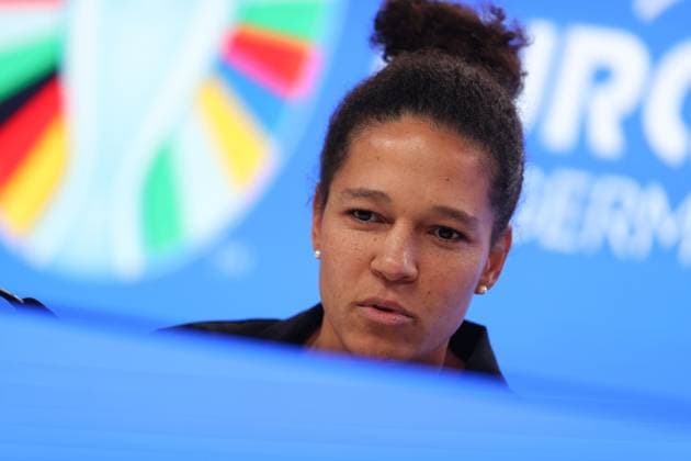 Frankfurt am Main on 16 October 2023 Deutsche Bank Park media event of EURO 2024 GmbH v l , Celia Å aÅ¡ic, ambassador of UEFA EURO 2024, thoughtful. Copyright: JoaquimxFerreira